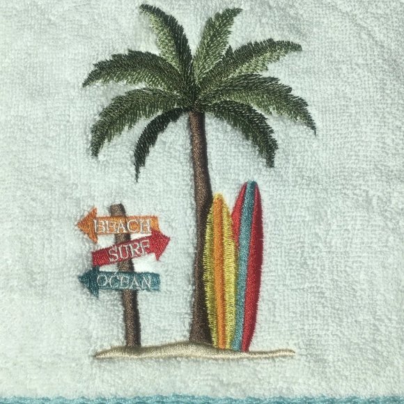 new SKL Paradise Beach 27x50" Bath Towel feat. SignPost + SURFBOARD + Palm Tree - Picture 5 of 7
